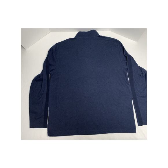 XXL Calvin Klein Mens 1/4 Zip Pull Over Active Blue w/ Stripe Sleeve Sweatshirt - Picture 7 of 9